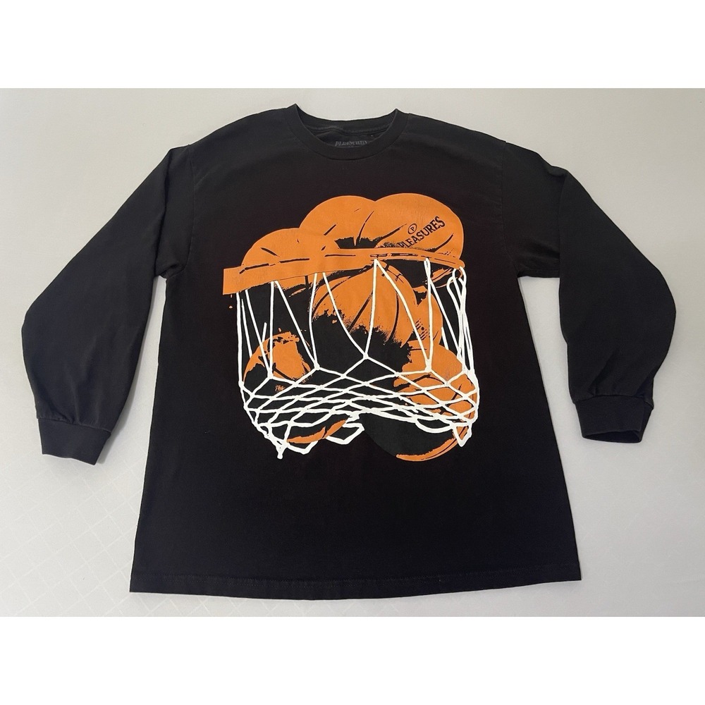 Pleasures Hoops Long Sleeve Black Shirt Men's Size L Streetwear